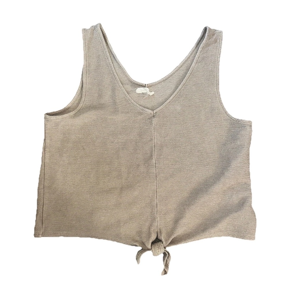 MADEWELL Texture & Thread Tie-Front Tank Top TAN Size L Ottoman V-Neck